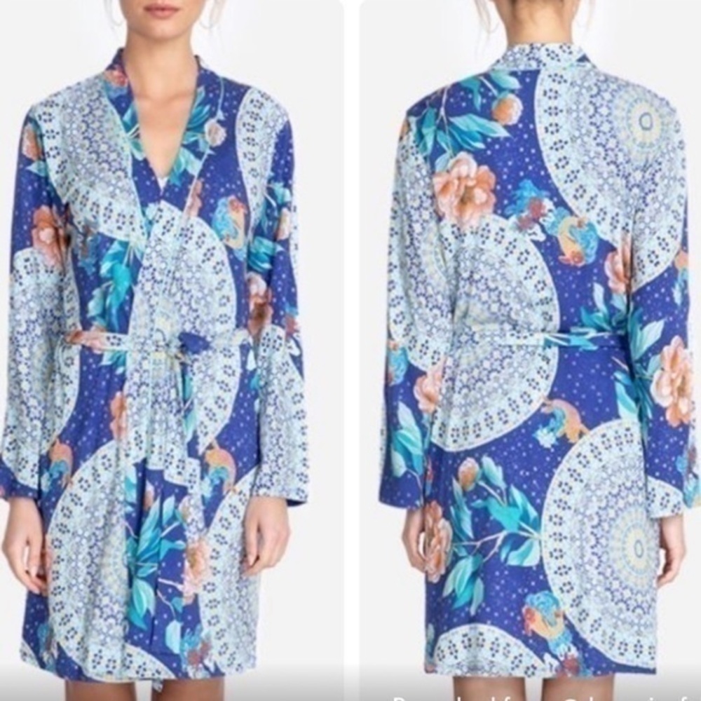 Johnny Was tropical koi fish belted kimono NWT